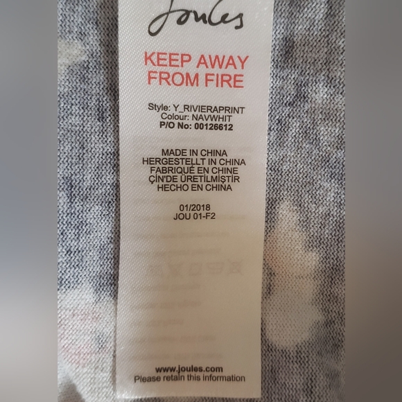 Joules Navy Blue Floral Riviera Print Short Sleeve T-Shirt Dress - Picture 10 of 10